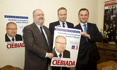 Kandydata z PiS popierali poseł Marcin Mastalerek i kandydat na prezydenta Polski Andrzej Duda 