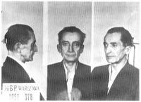 Zdjęcie więzienne Emila Fieldorfa, więźnia nr 378 Ministerstwa Bezpieczeństwa Publicznego z  1950 r.