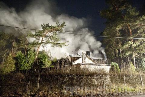 Zapalił się dom przy ulicy Jesiennej w Pabianicach. Gasiło 50 strażaków.