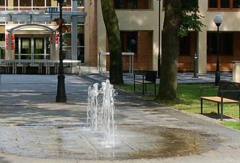 Podobna fontanna posadzkowa jest w parku w Rzgowie