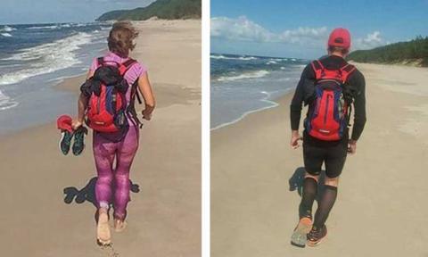 Piotr Wiciński i Monika Hetmanek biegną wzdłuż wybrzeża Bałtyku dla chorej na raka Joli Knop Życie Pabianic