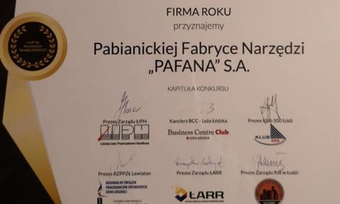 PAFANA została „Firmą Roku” Życie Pabianic