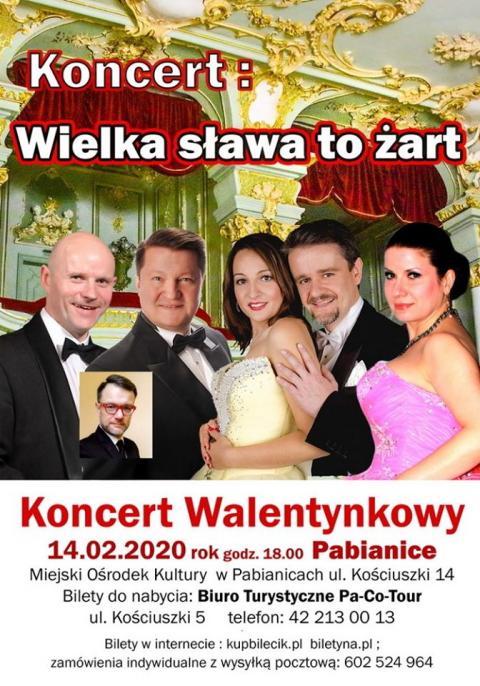 koncert operetkowy wielka sława to żart 14 lutego w miejskim ośrodku kultury Życie Pabianic
