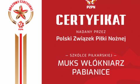 Certyfikat PZPN dla MUKS Włókniarz Pabianice Życie Pabianic