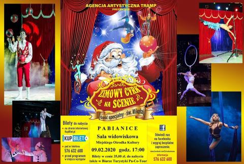 Na scenie Miejskiego Ośrodka Kultury (ul. Kościuszki 14) zobaczymy „Zimowy cyrk na scenie”, czyli barwne widowisko mikołajkowo-świąteczne Życie Pabianic