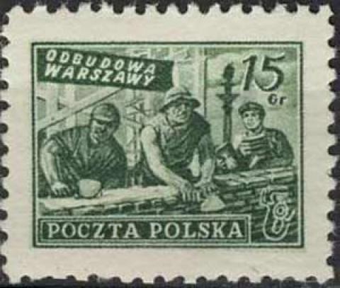 znaczki na odbudowę Warszawy w Pabianicach