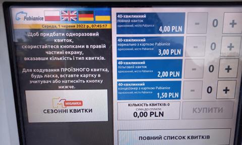 Do menu biletomatów dołączył język ukraiński Życie Pabianic