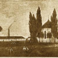 1875 rok. Widok na centrum Pabianic z ulicy Zamkowej.
